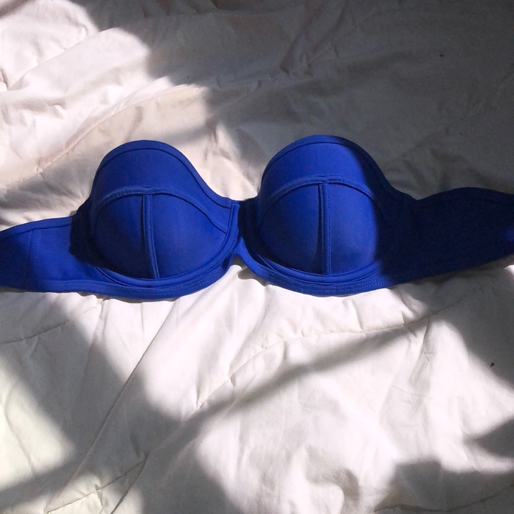 blue triangle bathing suit top